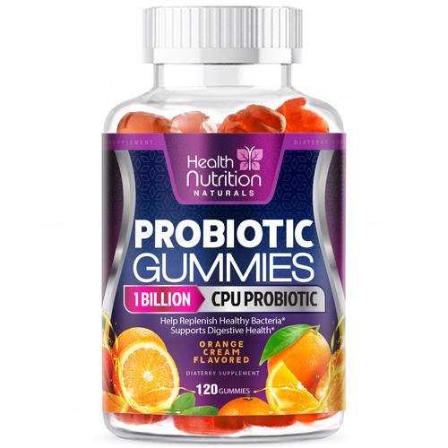 Healthy Probiotic Gummies Label needed for Health Nutrition Design by agooshe