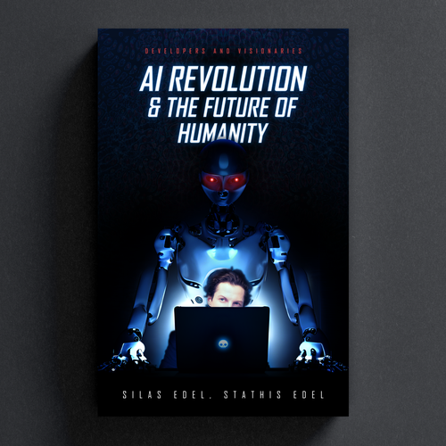 Futuristic AI Book Cover - AI vs Humans/Dark Design by Tarek Salom