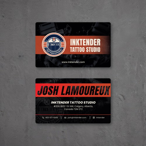 I need a strong business card design for my custom tattoo studio Inktender Design by Jordanio