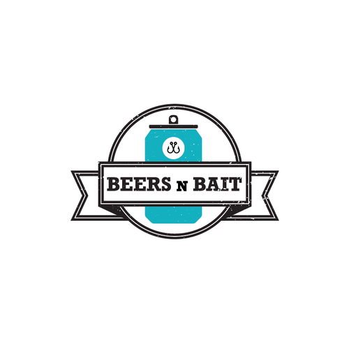 Beers n Bait - vintage beer style logo with blue (2935 c) accent. Fun ...