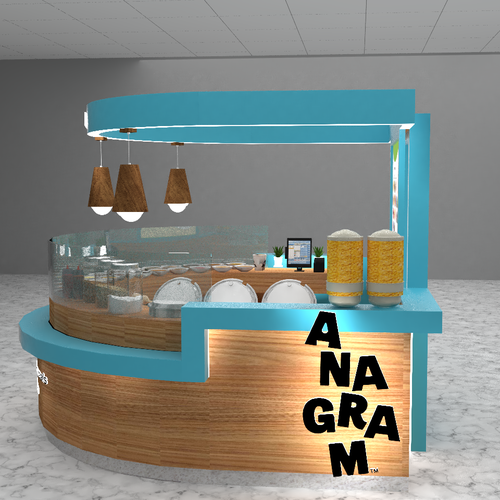 Design a 3D render for food serving kiosk Design by Ann Davis