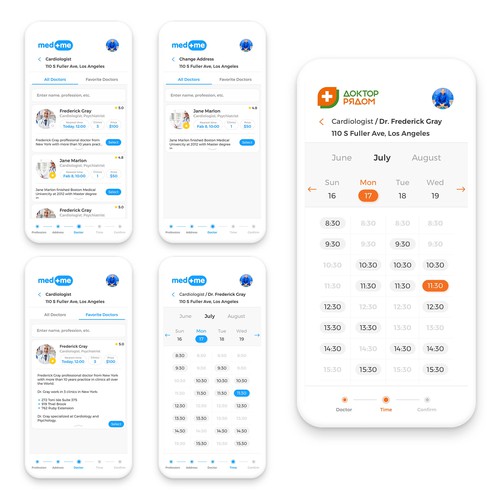 Create a screen set for iOS App in Digital Healthcare field (doctor booking, EHR and more) Design by Pavel Poloskov