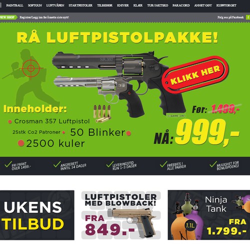 Design the best frontpage banners for a Airgun/Paintball Webstore! Design by Maxilijana