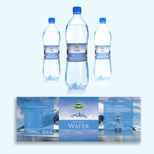 Pure Spring Water - Modern Water Label Design | Product packaging contest