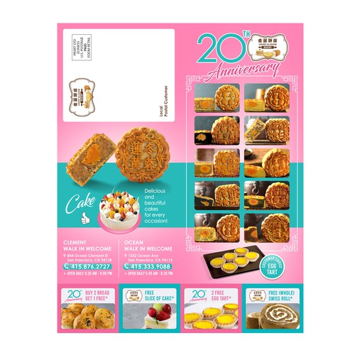 "Redesign eye catching and inviting direct mail , celebrating 20th anniversary also" winning Signage