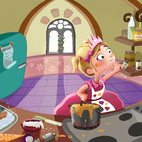 "Princess Soup" children's book cover design Diseño de LBarros