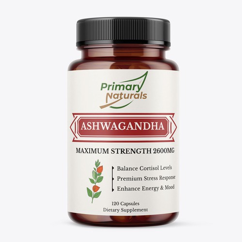 Primary Naturals Needs a Supplement Label Designed - Ashwagandha-ontwerp door khuramsmd