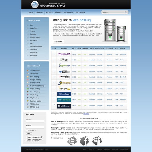 Redesign WebHostingChoice.com Design by peridot