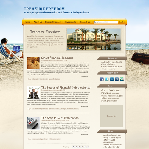 Financial Freedom Wordpress Blog Theme (Web 2.0) Design by Hitron_eJump