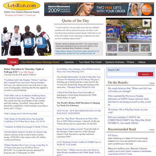 LetsRun.com Homepage Re-Design/Cleanup Diseño de digitfox