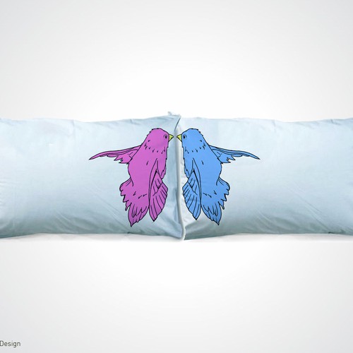 Looking for a creative pillowcase set design "Love Birds" デザイン by miniboko