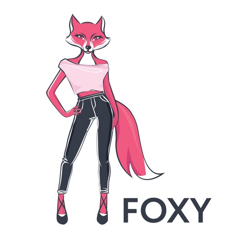 Create a fun, sexy, female, humanoid-fox character/icon for Foxy Design by aSveta