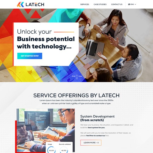 Please create a corporate page for my IT consulting and software development firm Design by Jasmin_A (AMPLE)