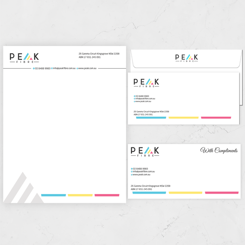 Creative, slick, professional Stationary for New Brand - Peak Fibre - Design by Sawama