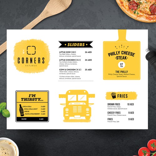 Design the Yellow bus Menu Design by Kiki Aly Studio