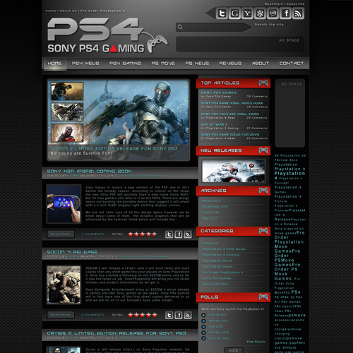 Create a vibrant new web 2.0 look for a PS4 gaming blog! Design by Et Alia Creations