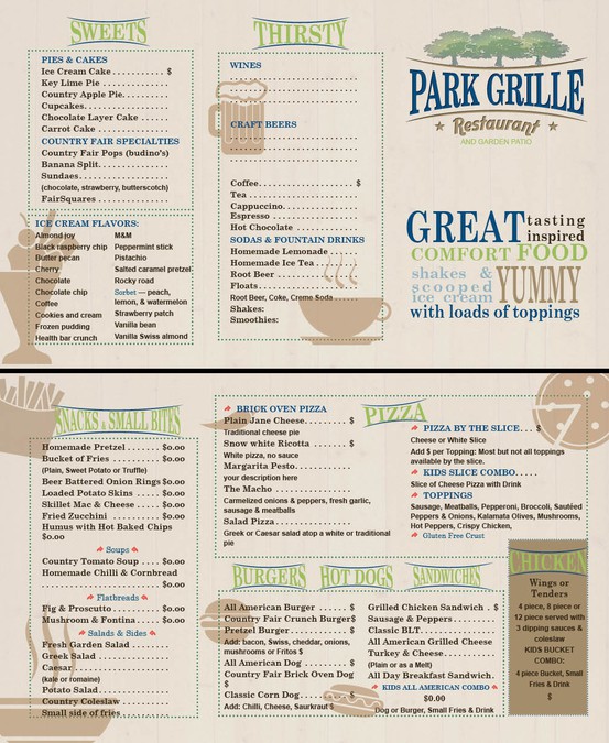 Park Grill Menu Design Speisekarten Wettbewerb