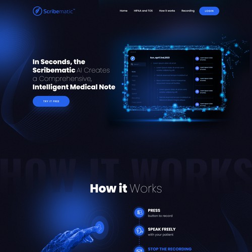 Designs | Powerful Landing Page and Design for AI Medical Scribe Site ...