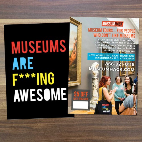 Design a postcard for a $2 million+ renegade museum tour company Design von jgsDesigns