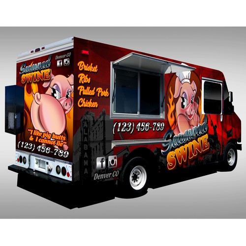 Download Bbq Food Truck Initial Design For Seasoned Swine Car Truck Or Van Wrap Contest 99designs