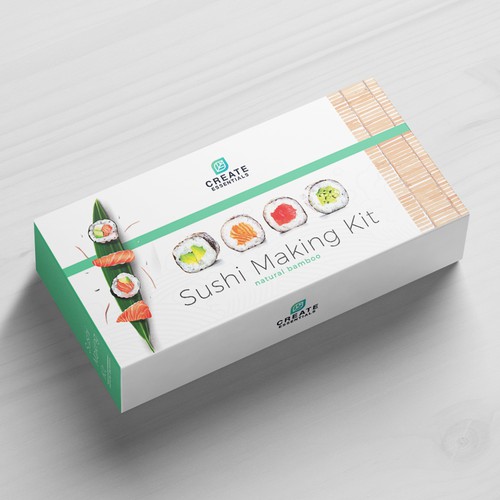 Fun sushi making kit packaging design