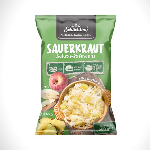 Stayin alife - Refresh an old fashion package for Salad with Sauerkraut, Pineapple and Apple-ontwerp door Jdodo