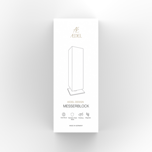 Design of an elegant product packaging for the first product of a new brand. Rotating knife block Design by Ahmed.elroumi