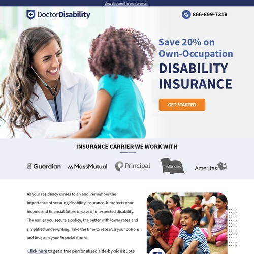 Design an email template for disability insurance for doctors Design by Atul-Arts