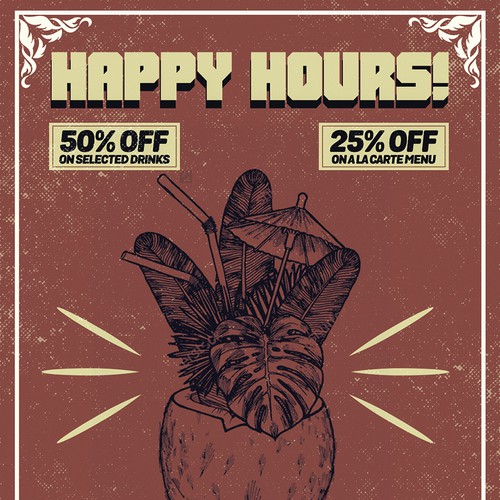 Happy Hour Poster for Thai Restaurant Design by Sefroute1