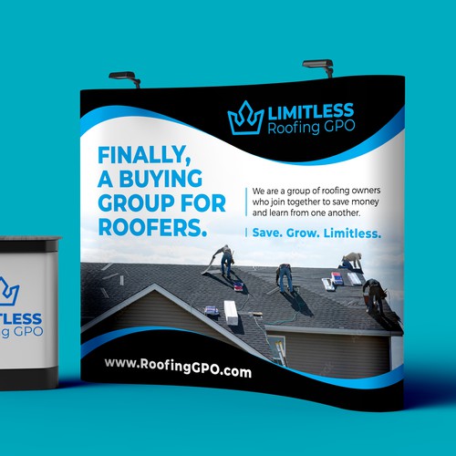 Design a tradeshow backdrop for roofing buying group Design by Graphic Rise