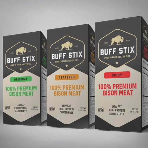 Buff Stix...Lean, Delicious, Buffalo Strong. Design by Studio 135+