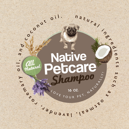 Create a clean, label for Native Petcare, an all-natural dog shampoo! Design by GMarie78