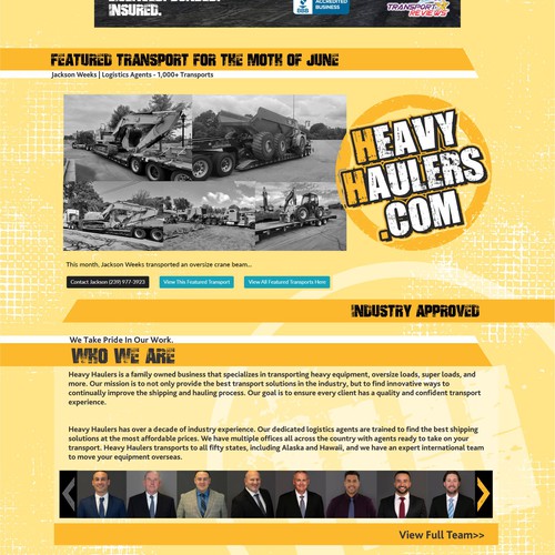 Strong Homepage Design Needed For Tough Heavy Haul Website Design by scitex