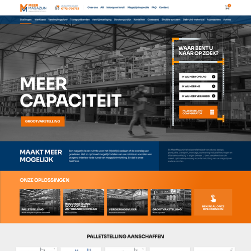 Creative website templates for a leading pallet racks company_ Meermagazijn Design by ChickenDinner