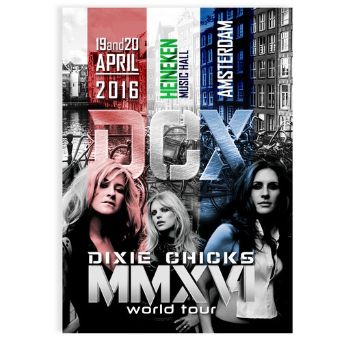 Dixie Chicks 2016 Amsterdam Concert Poster Design by Nick T.