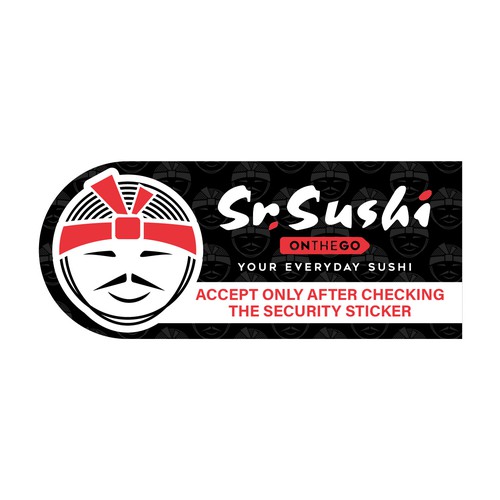"Sushi Restaurant Delivery Security Seal Sticker Design" winning Logo design