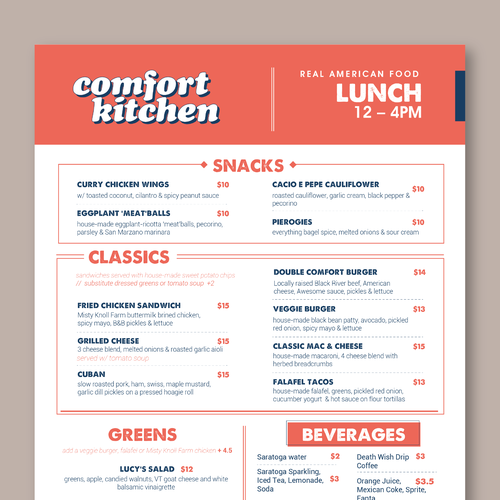 Designs Design a cool new menu for a breakfast & lunch spot in