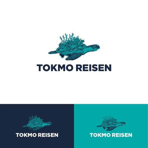 sea turtle illustration/logo for sustainable travel ageny Design by Hadeboga Studio