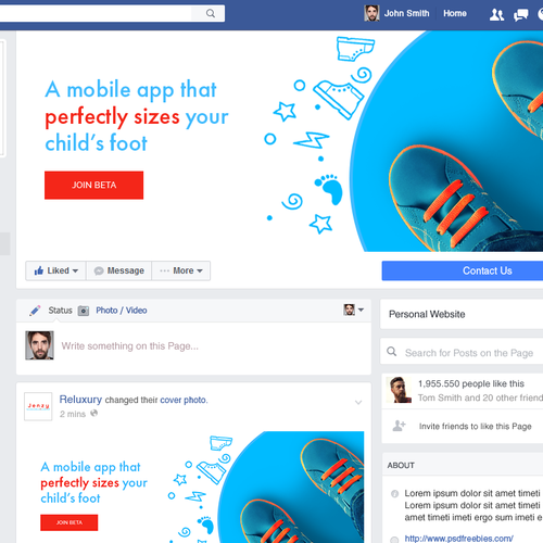 "Kid's Shoe App Needs Captivating Facebook Banner ???" winning Facebook cover by Pavellev
