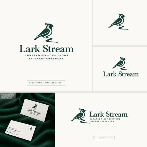 "Minimalist Heritage Branding for Modern First Editions Bookstore – 'Lark Stream'" winning Illustration or graphics