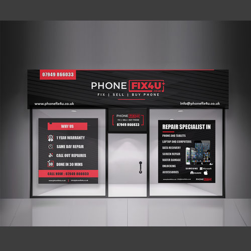 PhoneFix4u.co.uk Phone repair Shopfront Design Design by Zootpoint