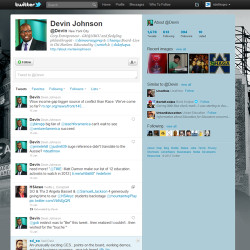DJohnson needs a new twitter background Design by oneo