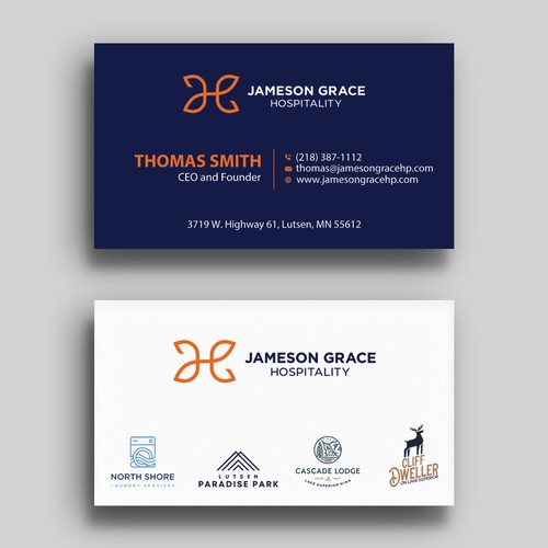 Create a modern and clean business card for a parent company with 4 subsidiaries Design by Rskylight