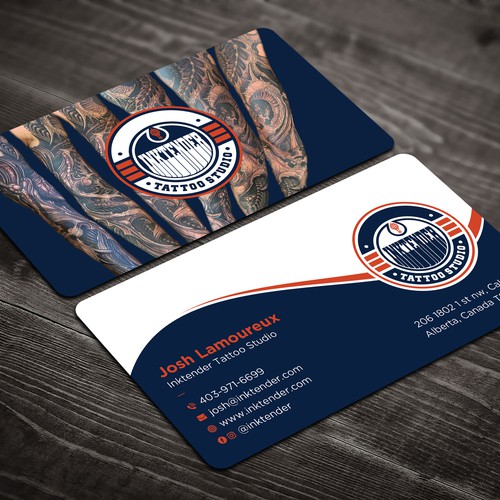 I need a strong business card design for my custom tattoo studio Inktender Design réalisé par prosenjit_P