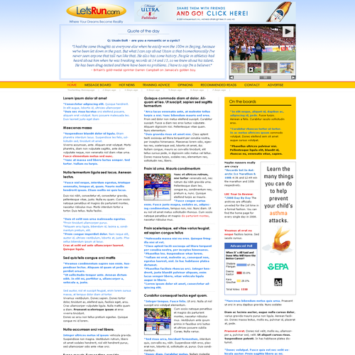 LetsRun.com Homepage Re-Design/Cleanup Diseño de pscola