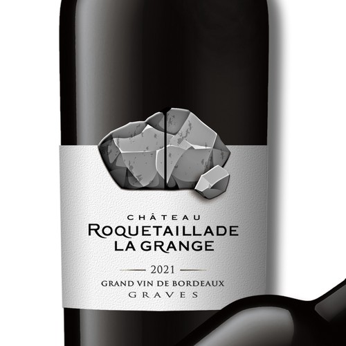 Label redesign: Attractive French Wine Label representing a carved rock-ontwerp door Debdutta*