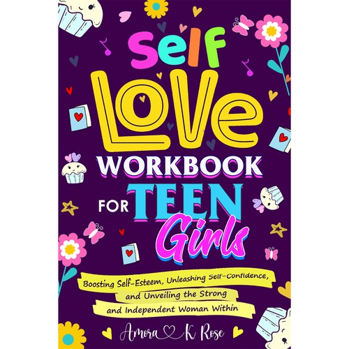 🔥STAND-OUT book cover for SELF LOVE FOR TEENS GIRLS Design by Nat Pearl Designs