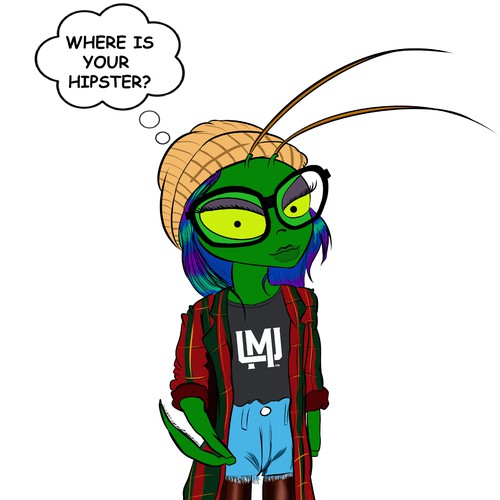 Hipster Design for Woman's T-shirt using Praying Mantis