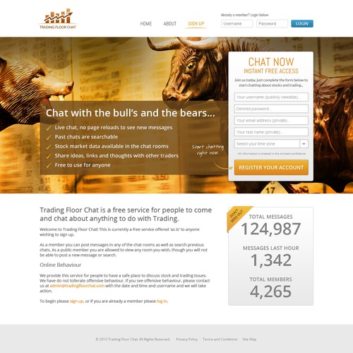 Help Trading Floor Chat With A New Website Design Web Page