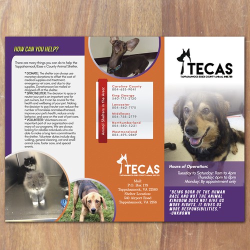 Tappahannock Essex County Animal Shelter Brochure | Postcard, flyer or ...